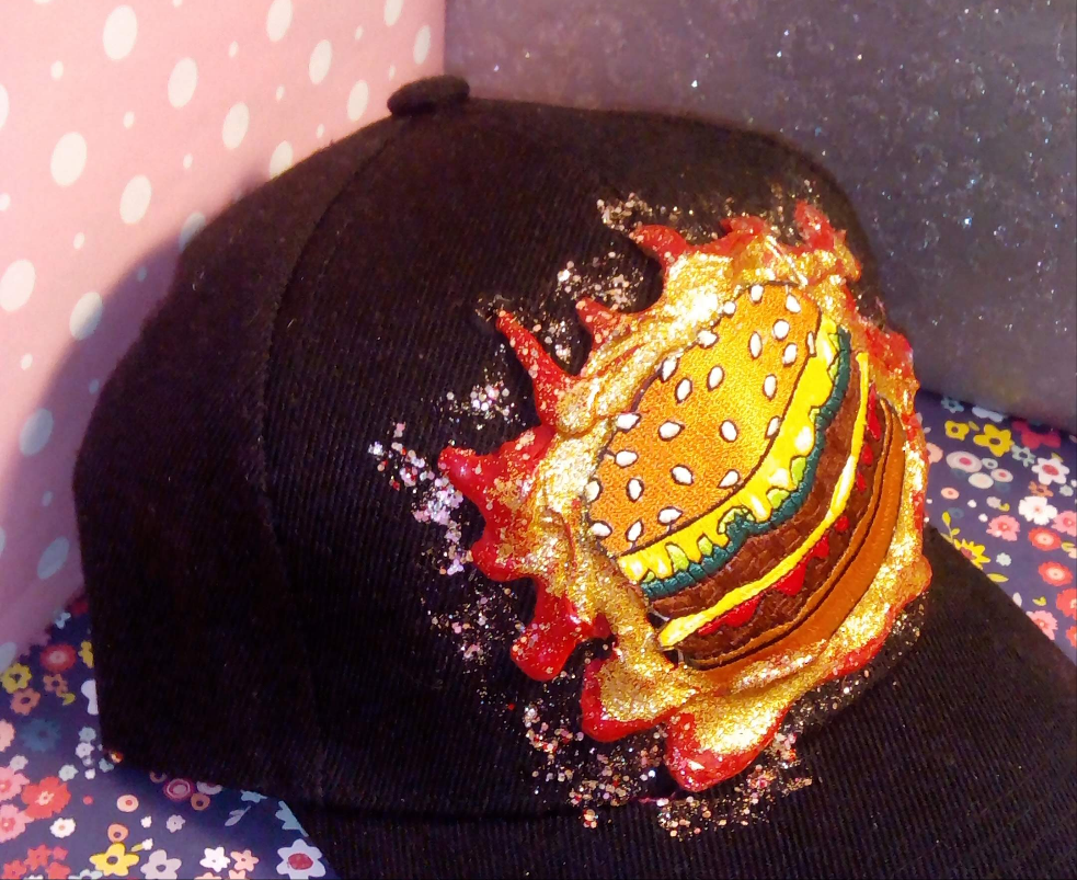 "Hamburger" Black Hat with Swarovski Crystals- URBAN Fresh Hatz