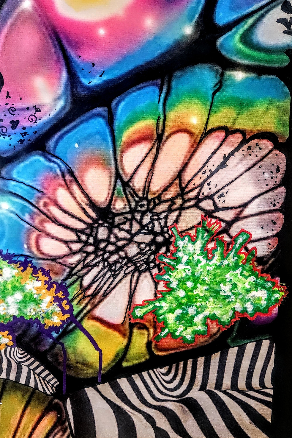"Color Abstract Landscape" Abstract Painting 2024 Acrylic, enamel, glitter, crystals 18"x 24"in.