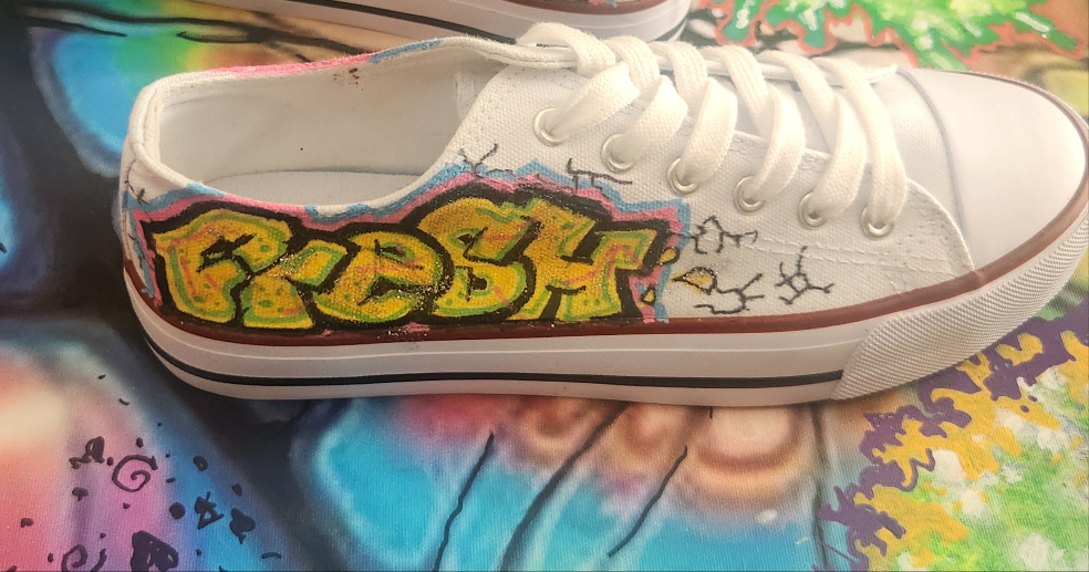 "FRESH DoPE"- WHITE Canvas Skate Kickz