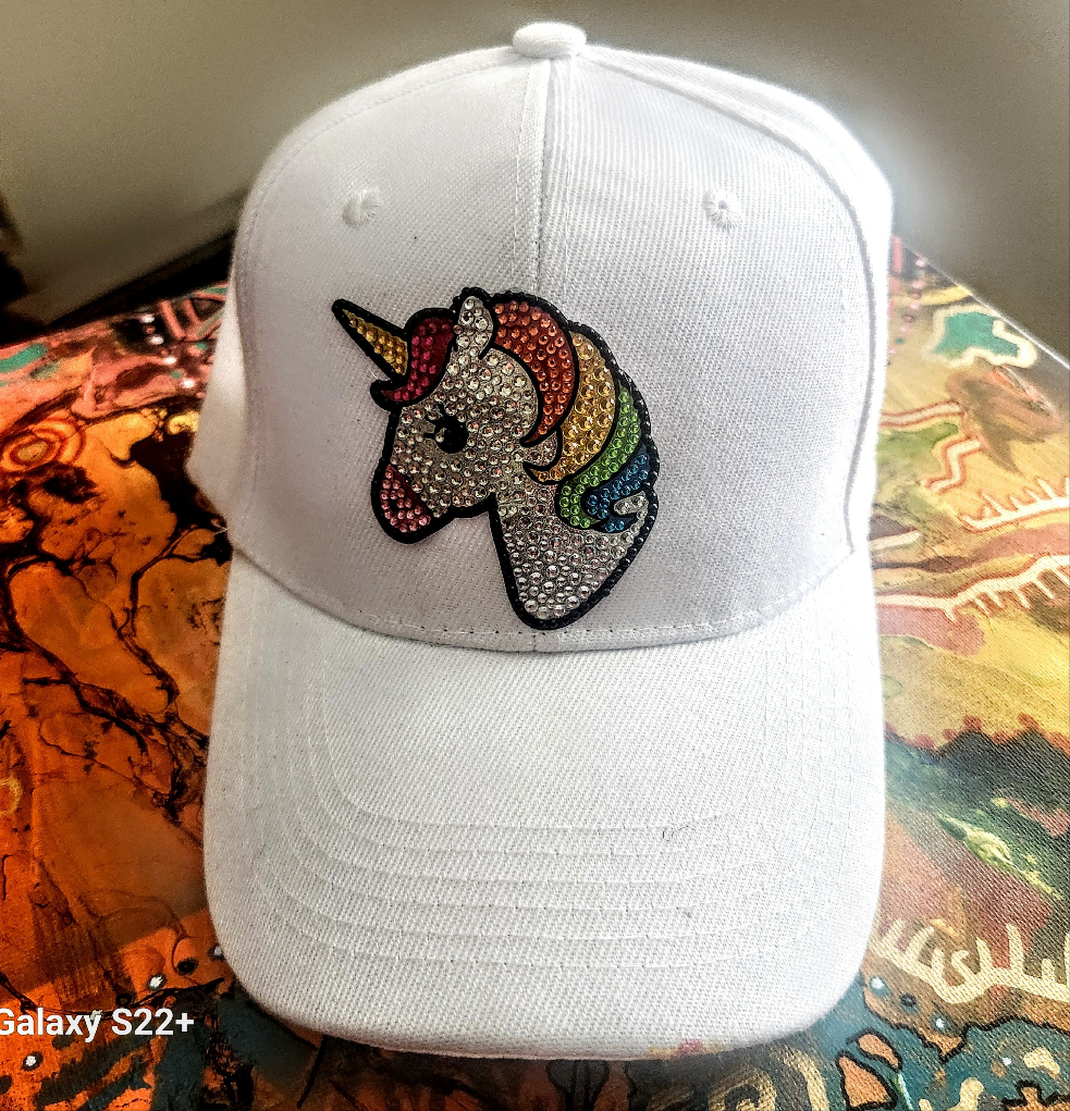 Rainbow🌈 Unicorn w/ Swarovski Crystals White Hat-URBAN Fresh