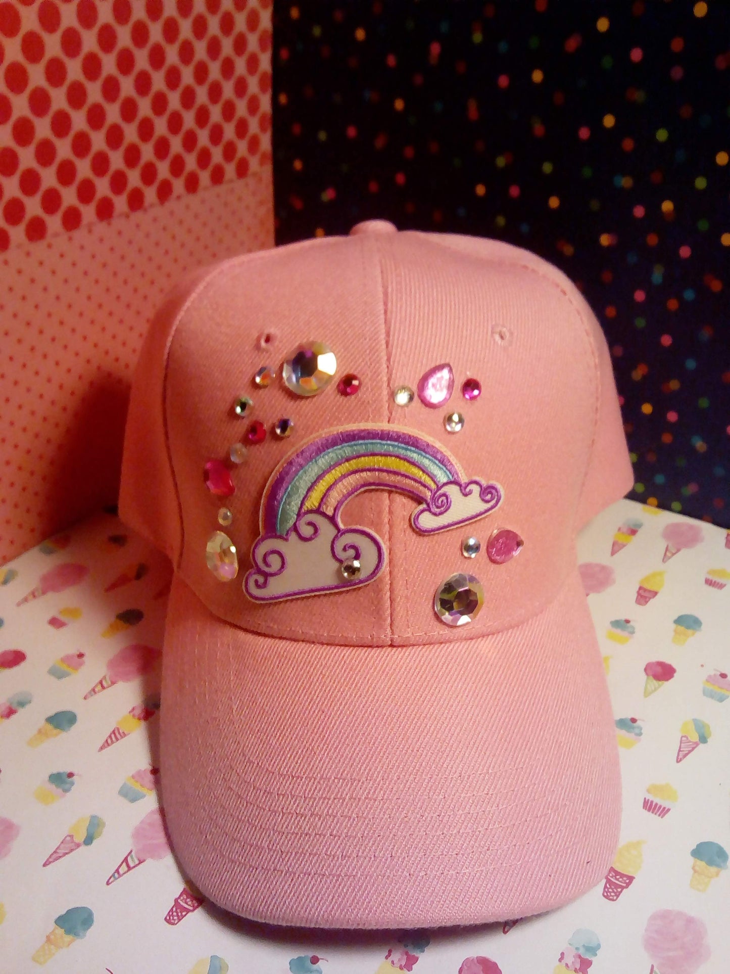 PINK Rainbow Hat w/ Swarovski Crystals-       URBAN Fresh Hatz