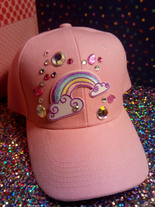 PINK Rainbow Hat w/ Swarovski Crystals-       URBAN Fresh Hatz