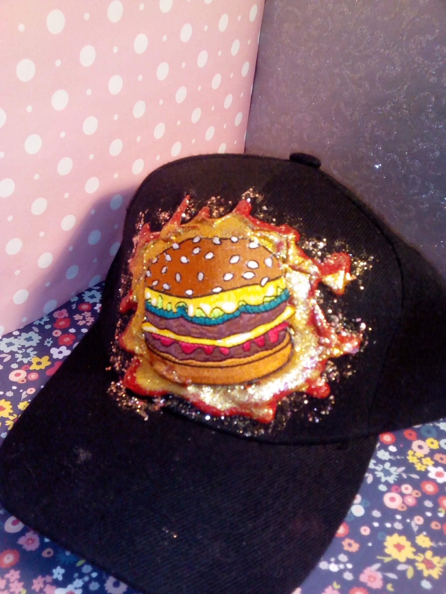"Hamburger" Black Hat with Swarovski Crystals- URBAN Fresh Hatz