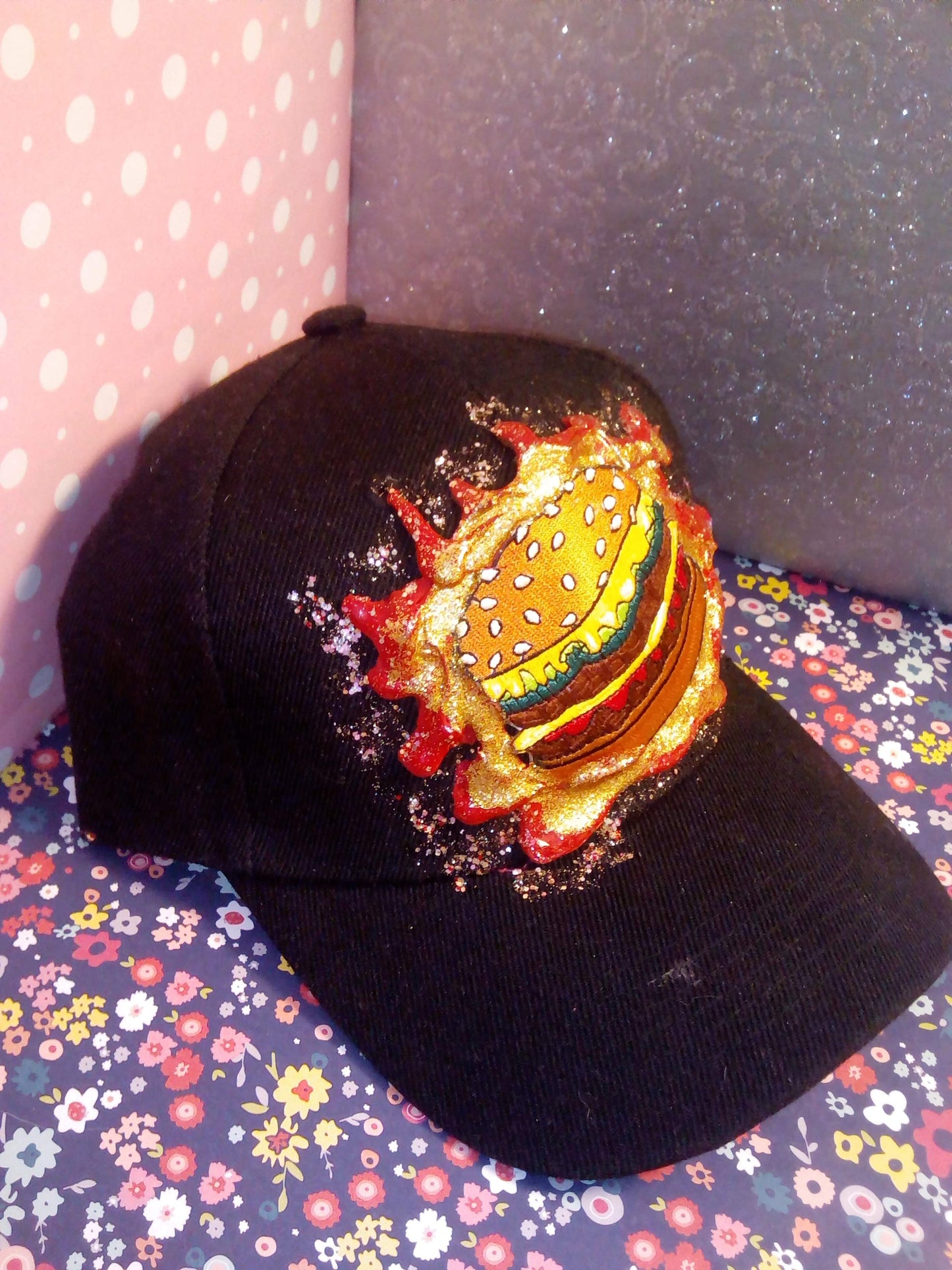 "Hamburger" Black Hat with Swarovski Crystals- URBAN Fresh Hatz