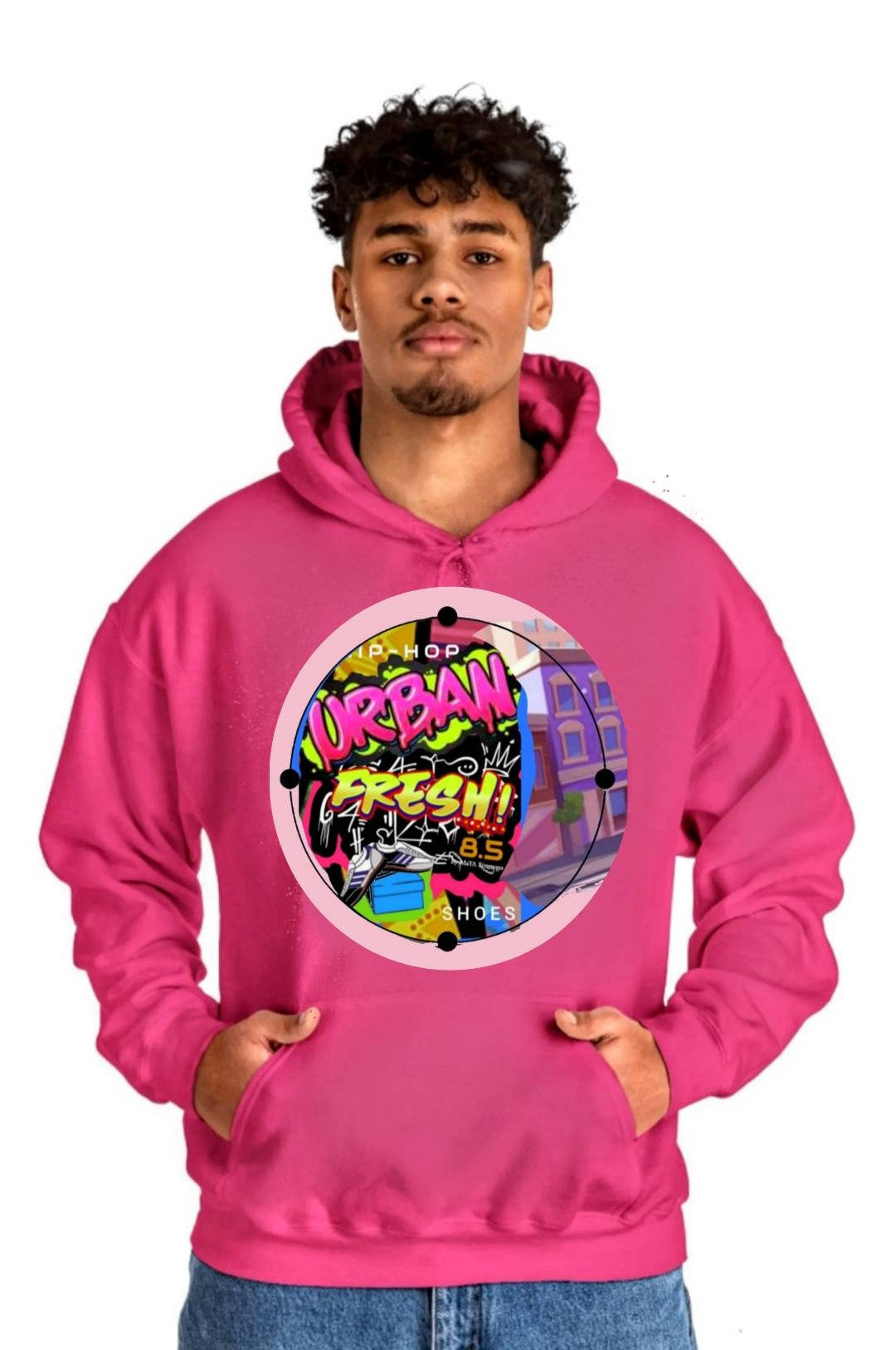 "URBAN Fresh Round Logo" PINK Sweatshirt Hoodie-         URBAN Fresh Hoodiez