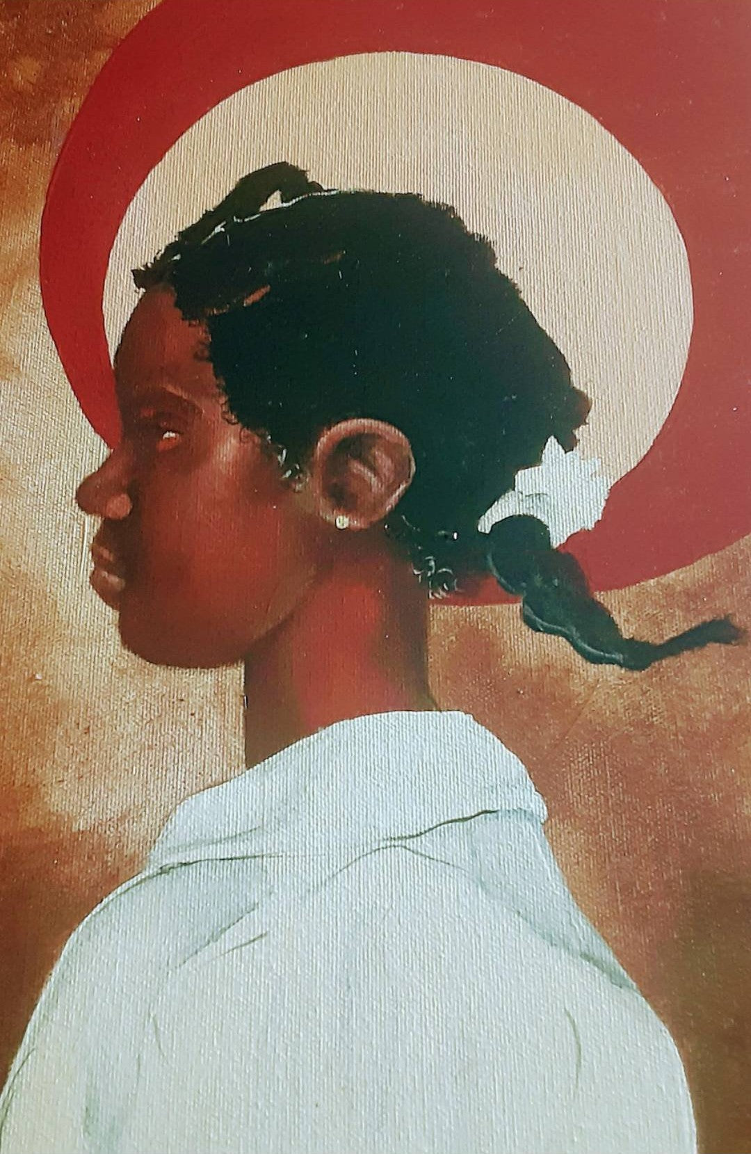 "Ruby Bridges" 2024 Painted Print Acrylic, enamel, glitter, crystals 18"x 24"in.