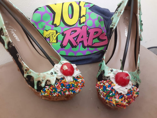 (Copy) 🍫Mint Chocolate Chip Ice Cream Cone Wedge Heels
