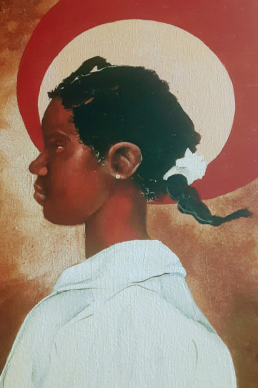 "Miss Ruby Bridges" 2006. Painted Print.                  Acrylic, enamel, glitter, crystals   16"x 20" in.