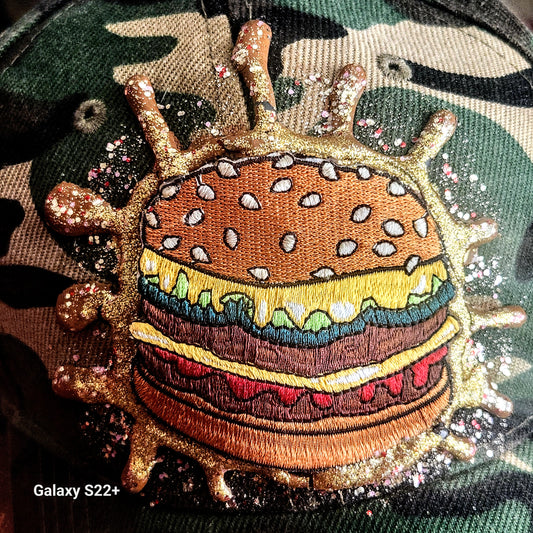"Hamburger" Camouflage Hat with Swarovski Crystals-         URBAN Fresh Hatz