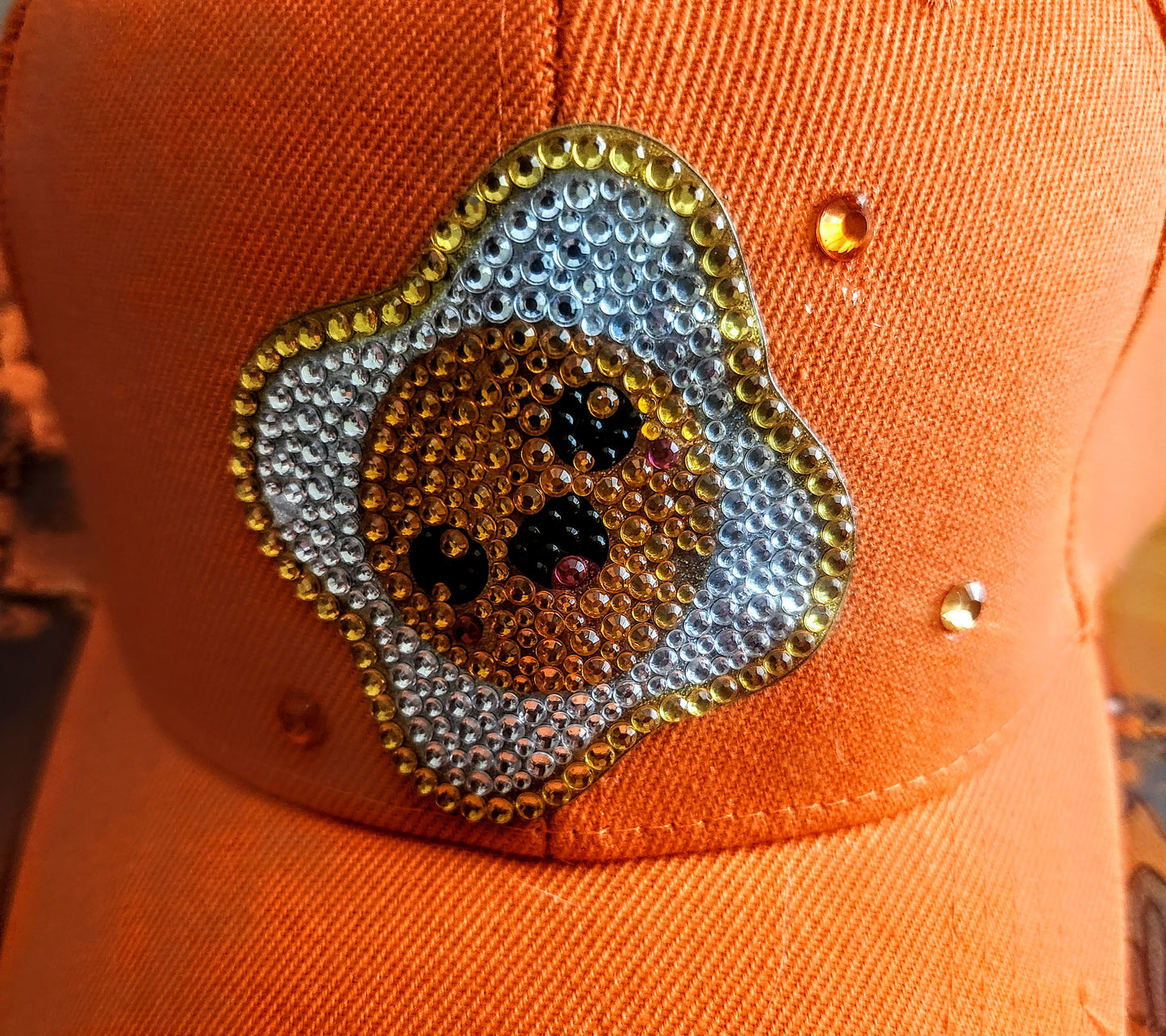 "Cracked YOLK" w/ Swarovski Crystals Orange Hat-     URBAN Fresh