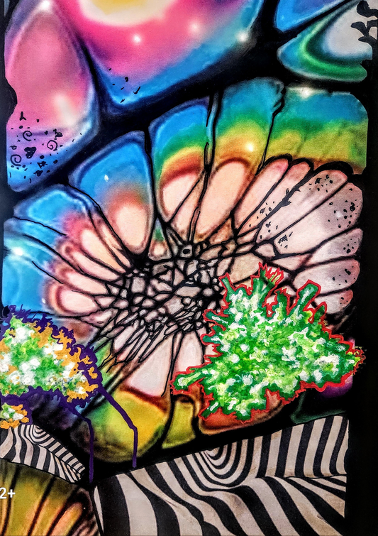"Color Abstract Landscape" Abstract Painting                                  2024                                Acrylic, enamel, glitter, crystals 18"x 24"in.