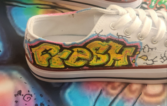 "FRESH DoPE"- WHITE Canvas Skate Kickz