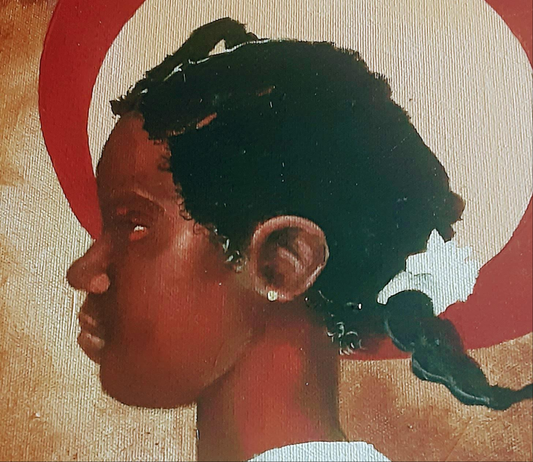 "Ruby Bridges"  2024                                  Painted Print                       Acrylic, enamel, glitter, crystals 18"x 24"in.