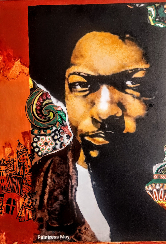 "KING Gulley" 2024.         Acrylic, enamel,pen, glaze   18"x 24"