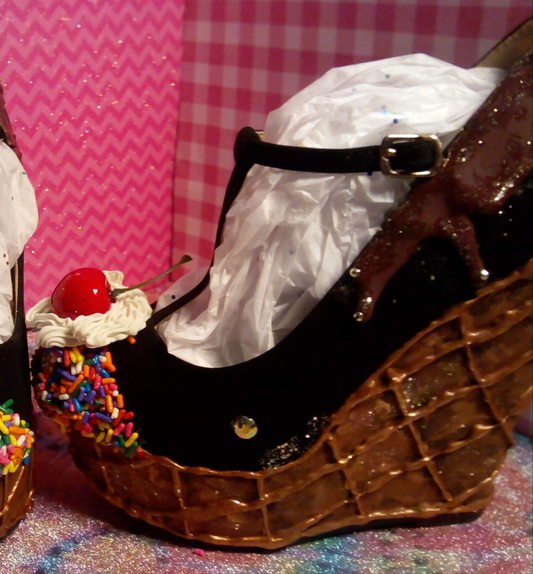 🍓🍒 Sprinkle  Chocolate Sundae Cone- Wedge Heels URBAN Fresh Shoez