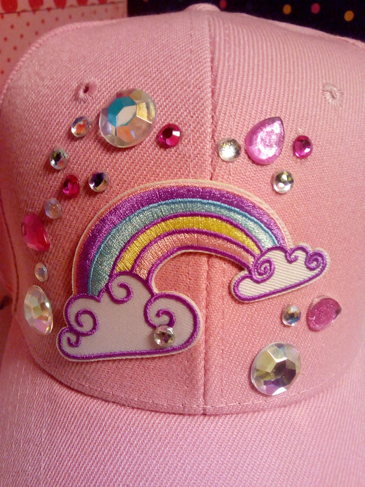 PINK Rainbow Hat w/ Swarovski Crystals-       URBAN Fresh Hatz