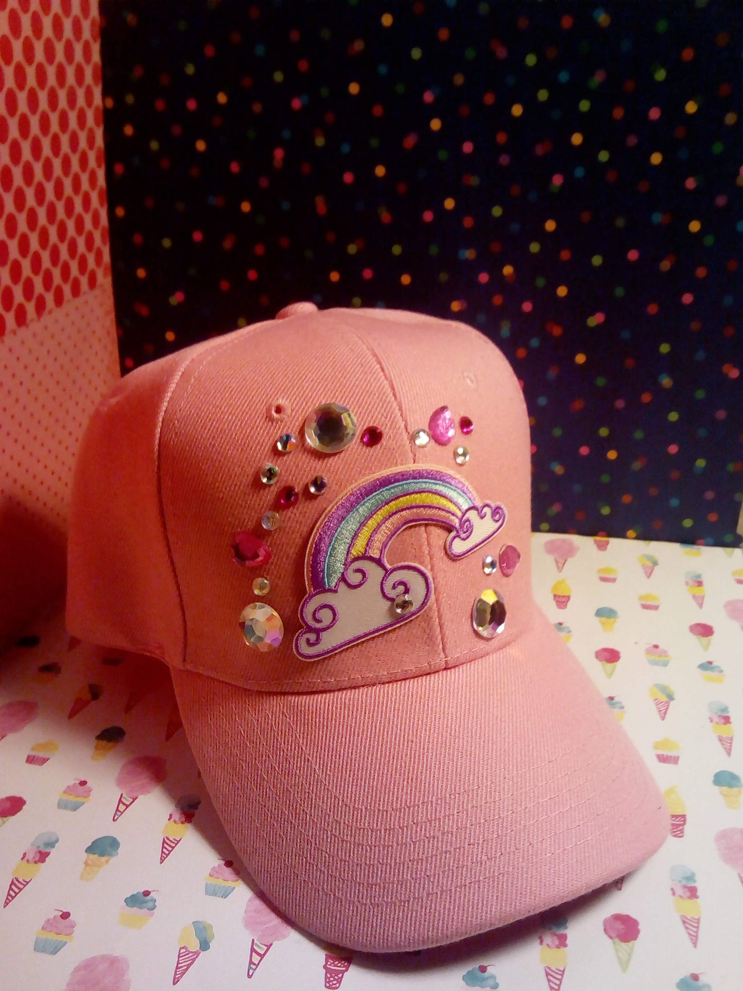 PINK Rainbow Hat w/ Swarovski Crystals-       URBAN Fresh Hatz