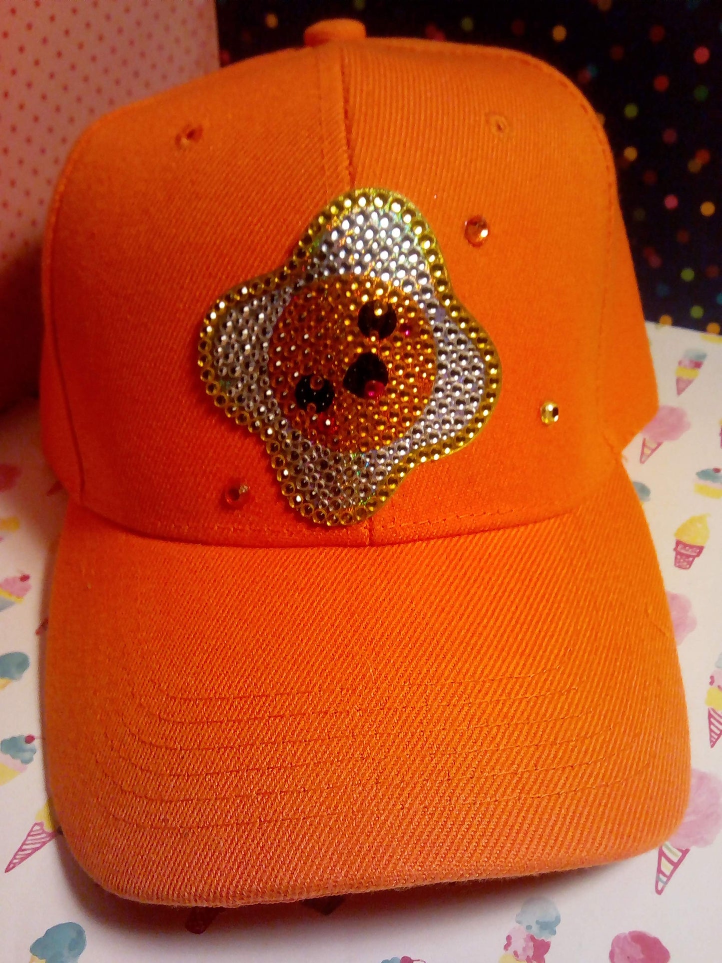Bejeweled Orange Egg Yolk Hat w/ syn. Crystals-URBAN Fresh Hatz