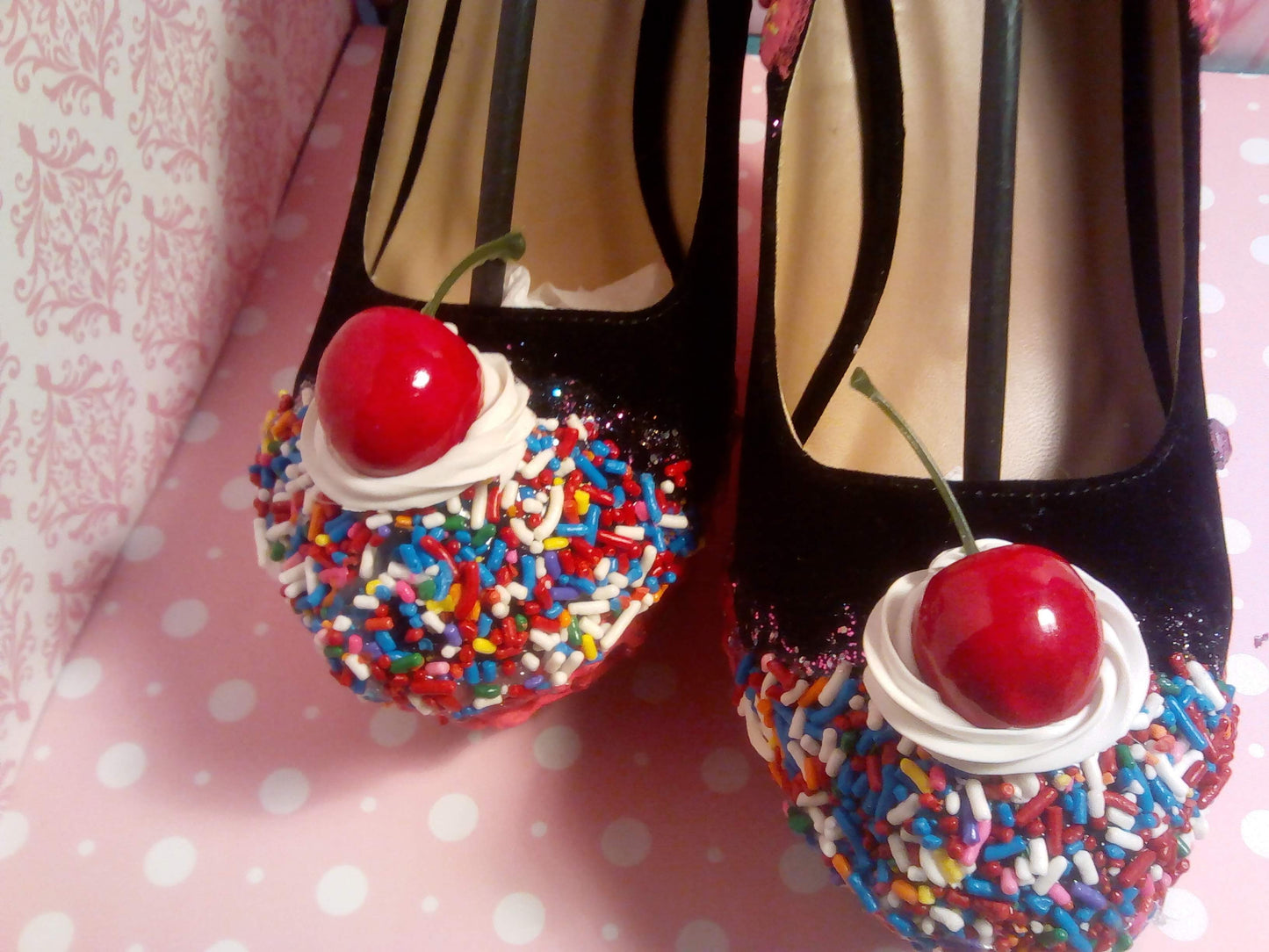 🍓🍒 Sprinkle  Chocolate Sundae Cone- Wedge Heels URBAN Fresh Shoez