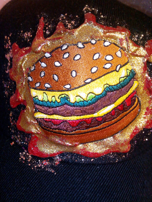 "Hamburger" Black Hat with Swarovski Crystals-         URBAN Fresh Hatz