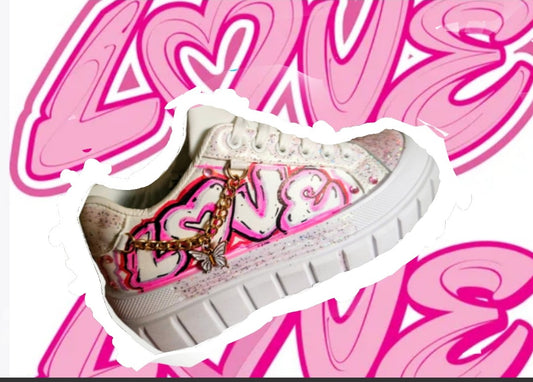 "LoVE KicKz" WHITE         Skate Fashion Sneaker- URBAN Fresh Shoez