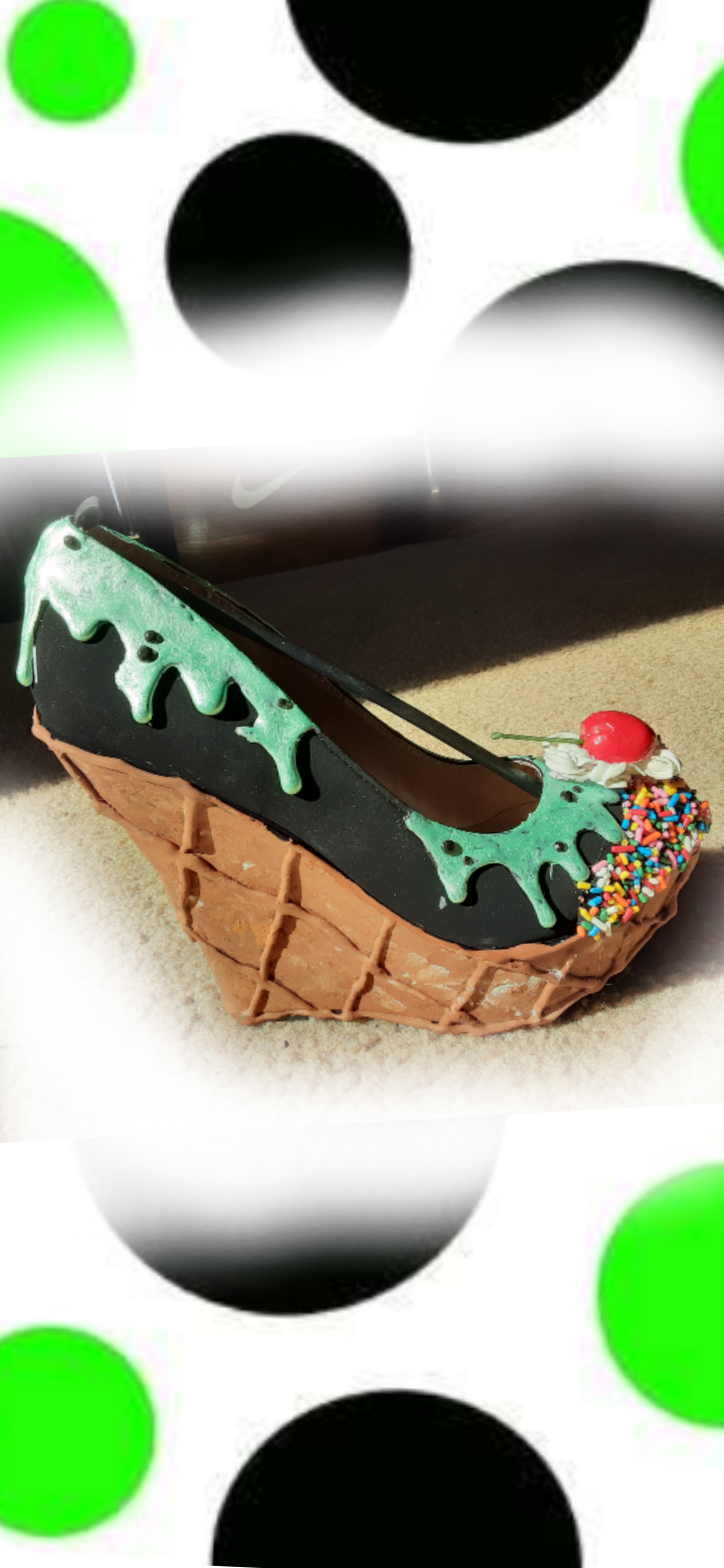 (Copy) 🍫Mint Chocolate Chip Ice Cream Cone Wedge Heels