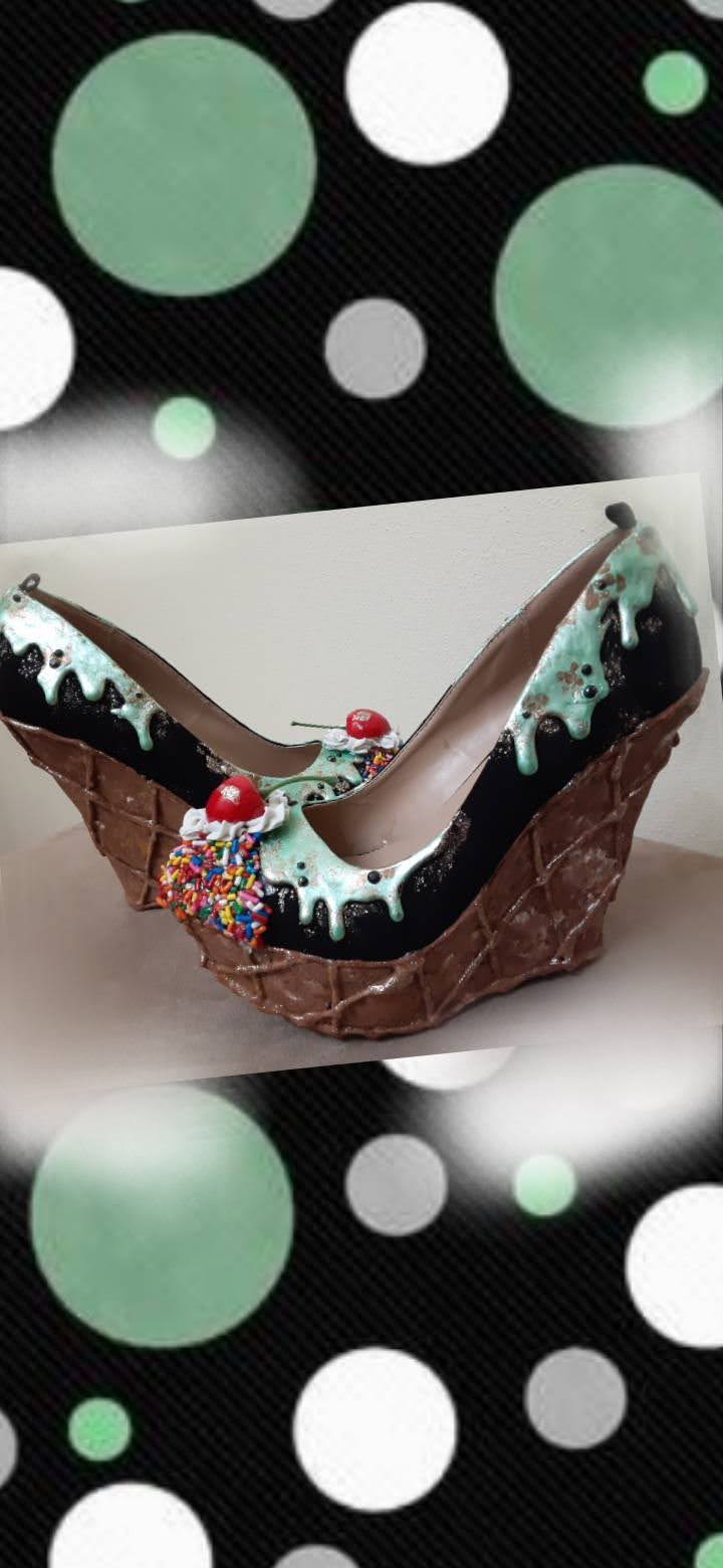 (Copy) 🍫Mint Chocolate Chip Ice Cream Cone Wedge Heels