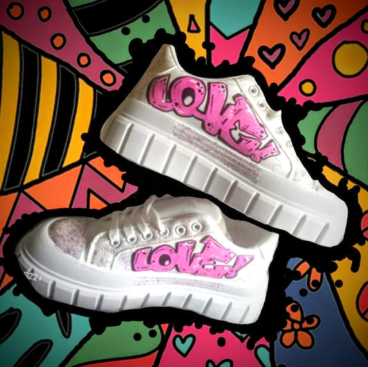 "LoVE KicKz" WHITE         Skate Fashion Sneaker- URBAN Fresh Shoez