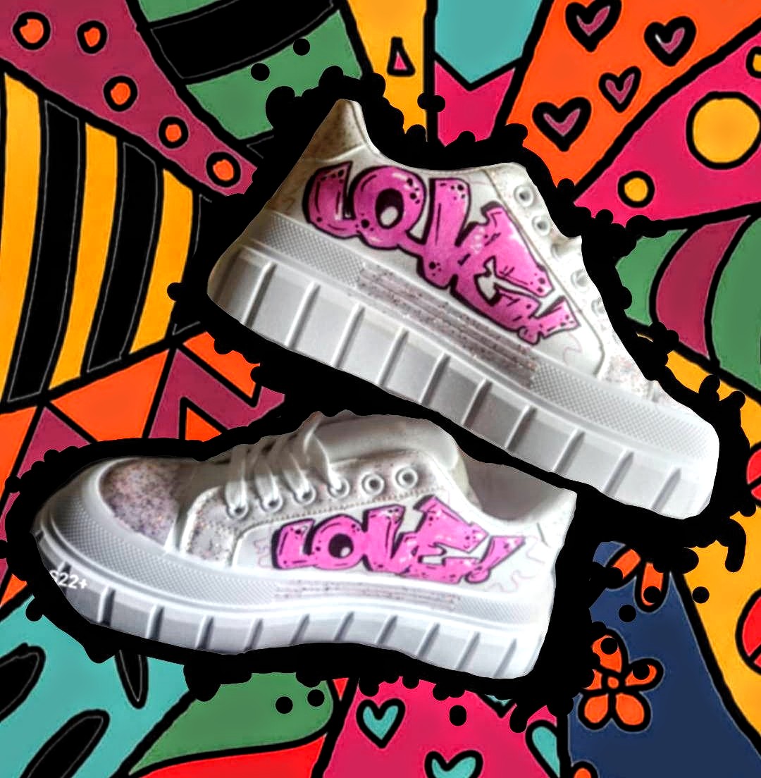 "LoVE KicKz" WHITE          Skate Fashion Sneaker- URBAN Fresh Shoez