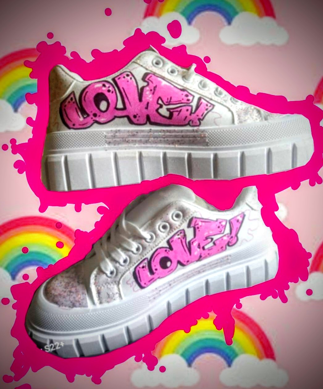 "LoVE" White Skate Sneaker- URBAN Fresh Shoez