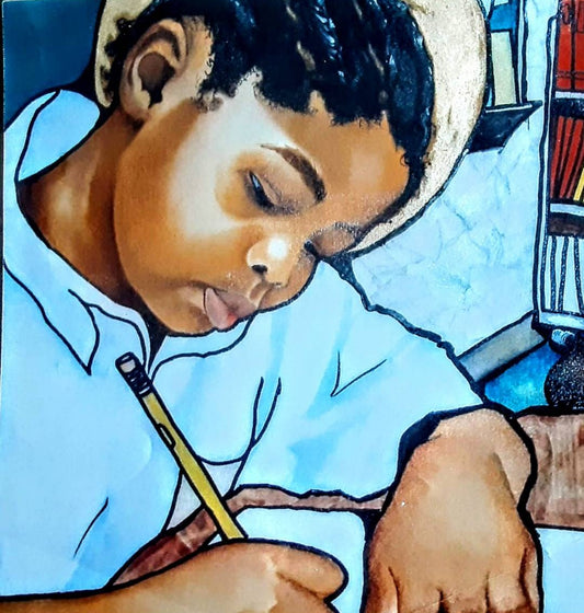 Quiet Contemplation- 2024. Acrylic, enamel, glaze.        18"x 24"
