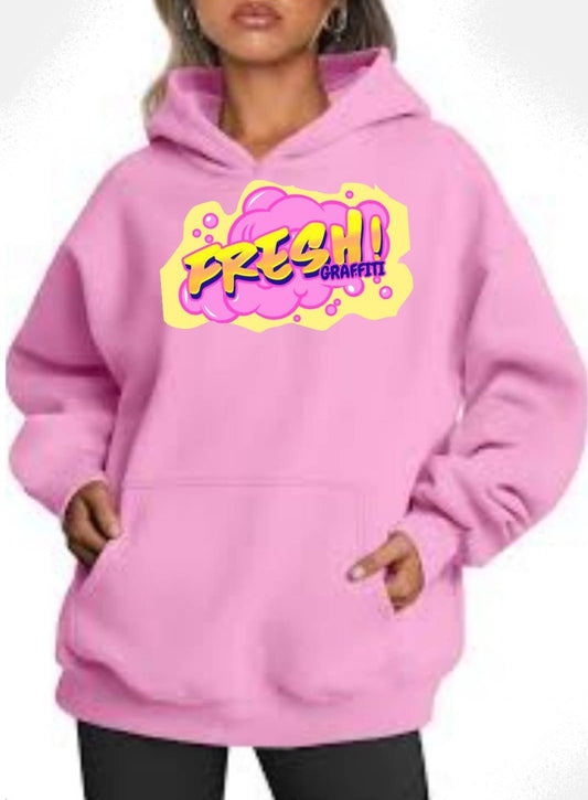 "Fresh Bubble Tag Logo" Baby PINK Sweatshirt Hoodie-         URBAN Fresh Hoodiez