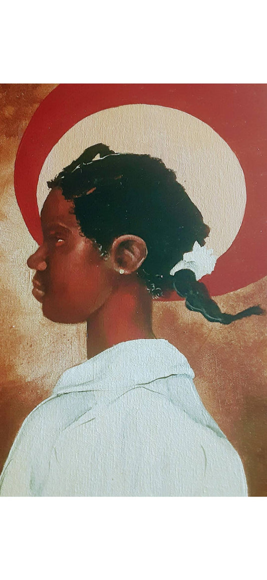 "Ruby Bridges"  2024                                  Painted Print                       Acrylic, enamel, glitter, crystals 18"x 24"in.